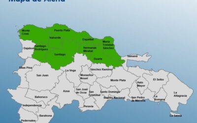 Mapa de provincias en alerta verde