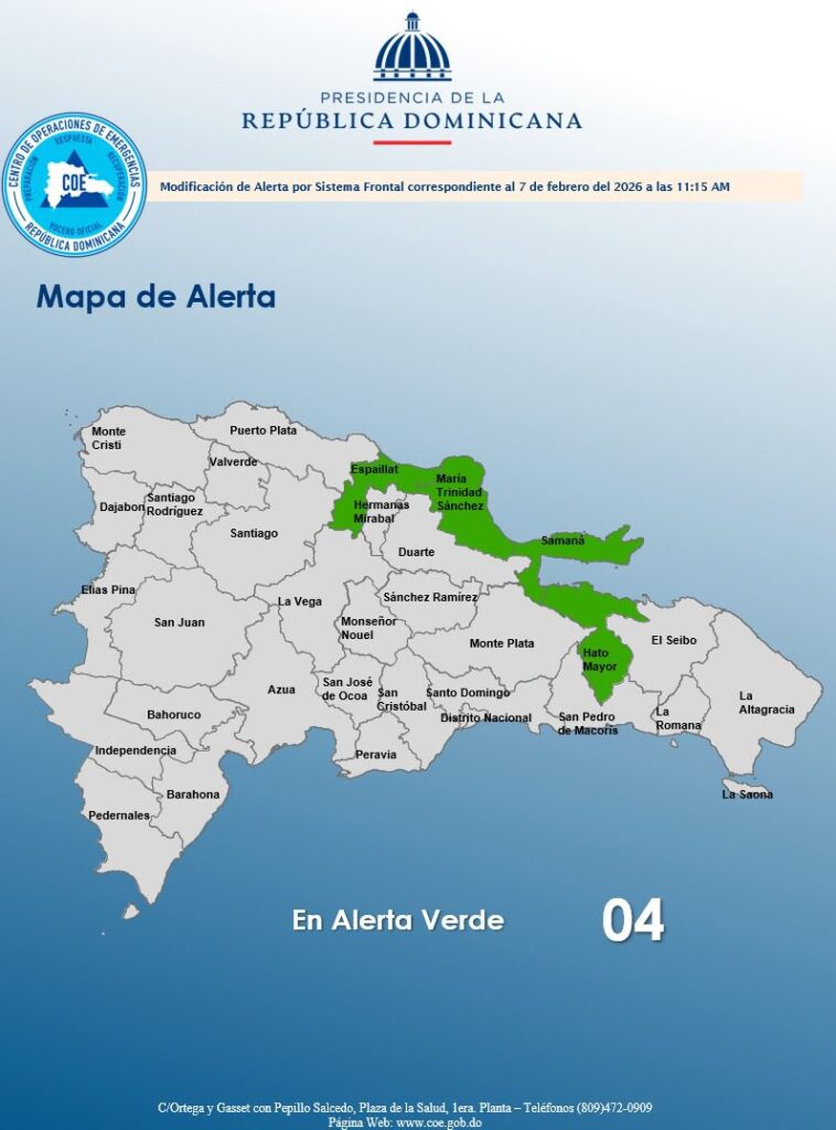 Provincias en alerta verde.