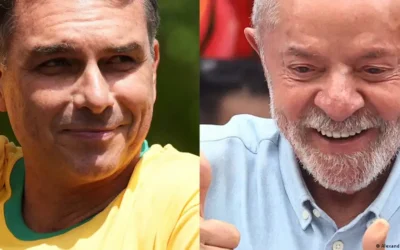 El senador Flávio Bolsonaro y el mandatario Luiz Inácio Lula da Silva